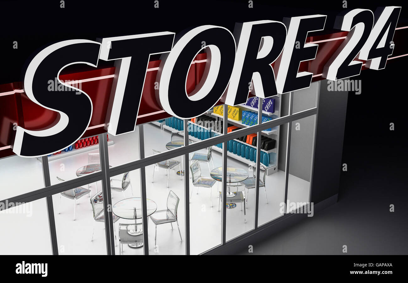 Illustration Of A 24 hour Store At Night Stock Photo Alamy illustration-of-a-24-hour-store-at-night-stock-photo-alamy
