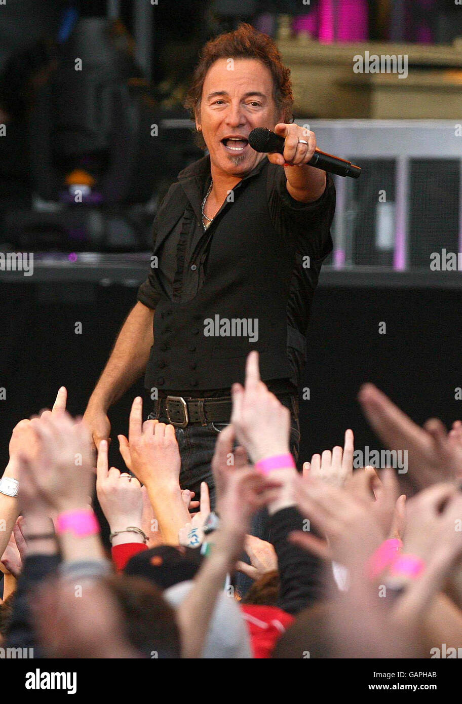 Bruce Springsteen plays the first of three sell out gigs at the RDS in Dublin, Ireland. Stock Photo