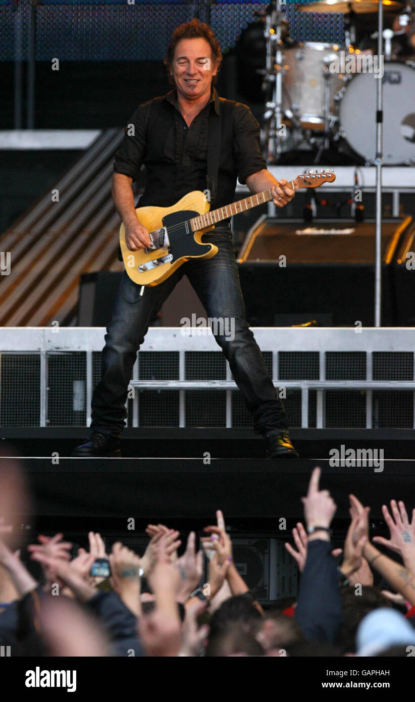 Bruce Springsteen in concert - Dublin. Bruce Springsteen plays the first of three sell out gigs at the RDS in Dublin, Ireland. Stock Photo