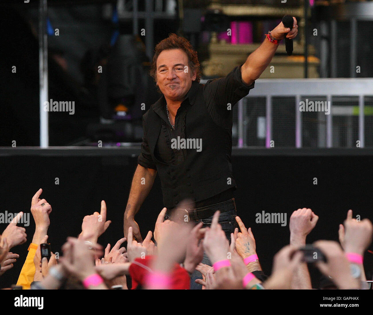 Bruce Springsteen in concert - Dublin. Bruce Springsteen plays the first of three sell out gigs at the RDS in Dublin, Ireland. Stock Photo