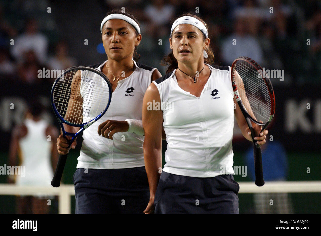 Tennis - Australian Open - Womens Doubles Final. Virginia Ruano Pascual and Paola Suarez during their match with Serena Williams and Venus Williams (USA) Stock Photo