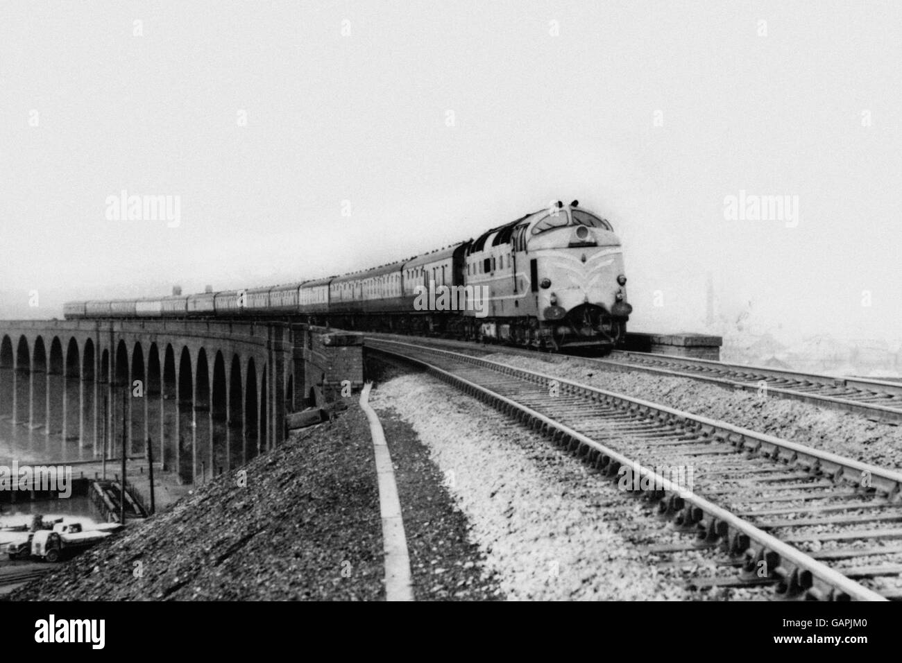 Transport - Rail Diesel Locomotives - The Deltic - Widnes - 1958 Stock Photo