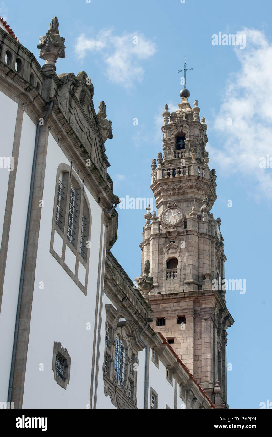 the igreja dos Clerigos in Ribeira in the city centre of Porto in Porugal in Europe. Stock Photo