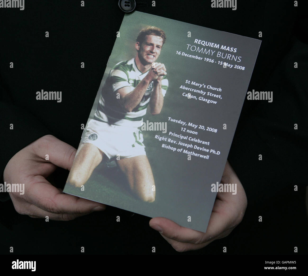 The order of service at the funeral service of Tommy Burns at St. Mary