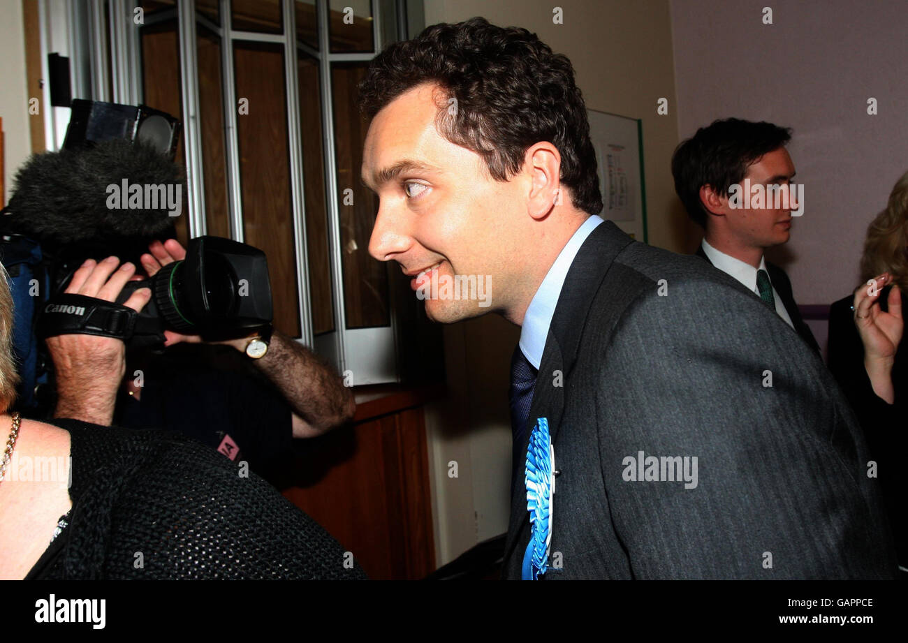 Conservative candidate edward timpson arrives civic hall in nantwich hi