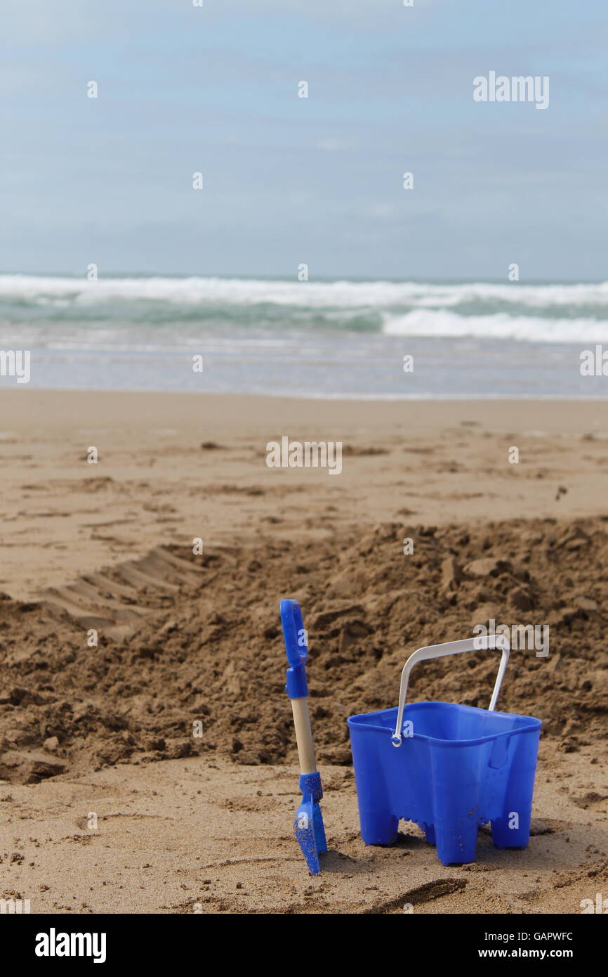 Bucket and spade, seaside, Cornwall, holiday, sand, children's toys