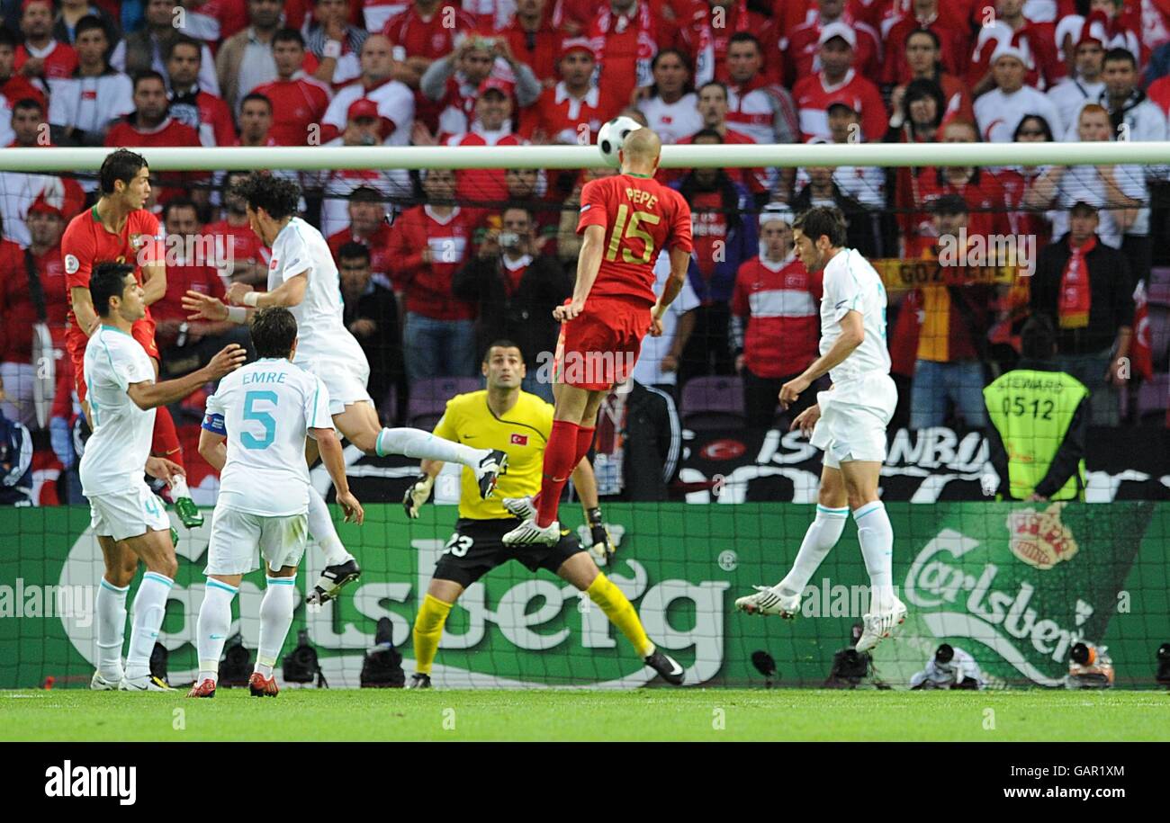 Soccer - UEFA European Championship 2008 - Group A - Portugal v Turkey - Stade de Geneve. Portugal's Kleper Pepe scores but it is disallowed for offside Stock Photo