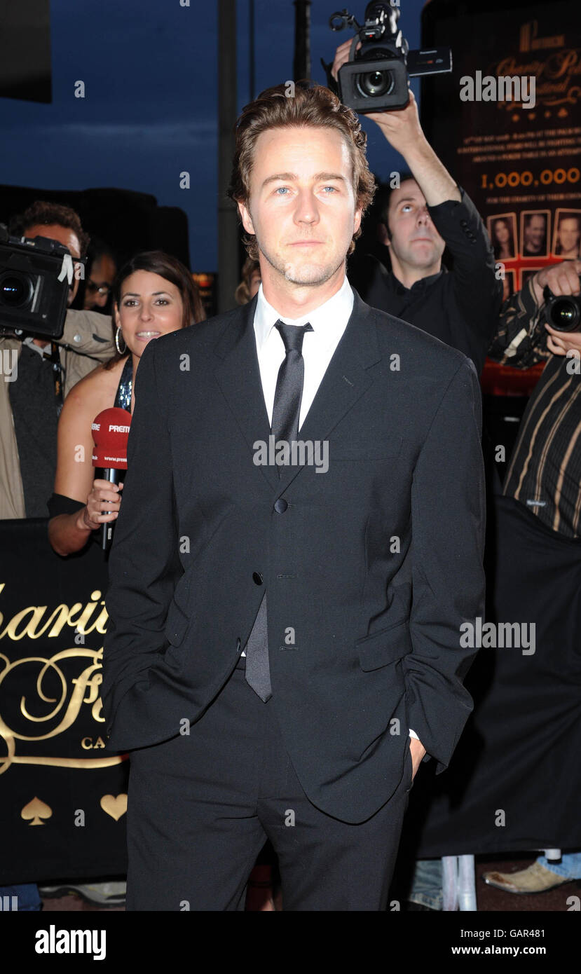 AP OUT Edward Norton arrives at the Palm Beach Casino for the Partouche Charity Poker Festival in Cannes, France during the 61st Cannes International Film Festival. Stock Photo
