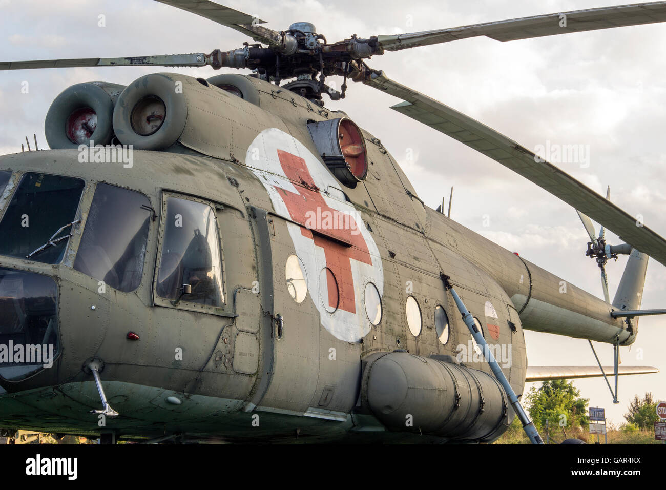 The Belgrade Aviation Museum, Serbia - Mil Mi-8 Soviet transport helicopter (NATO-Codename: Hip) Stock Photo