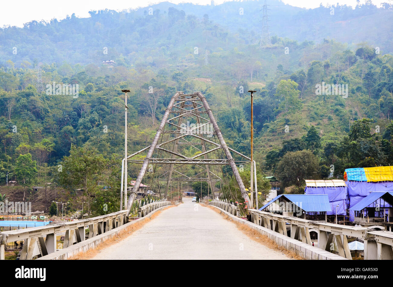 Happy New Year bridge at Jamuni, Darjeeling, West Bengal, India Stock Photo