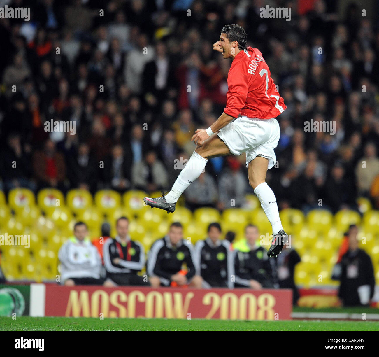 Manchester United's Cristiano Ronaldo celebrates scoring during the ...