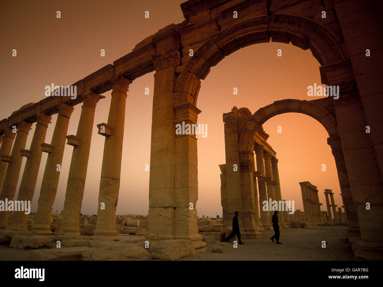 the Roman Ruins of Palmyra in Palmyra in the east of Syria Stock Photo ...