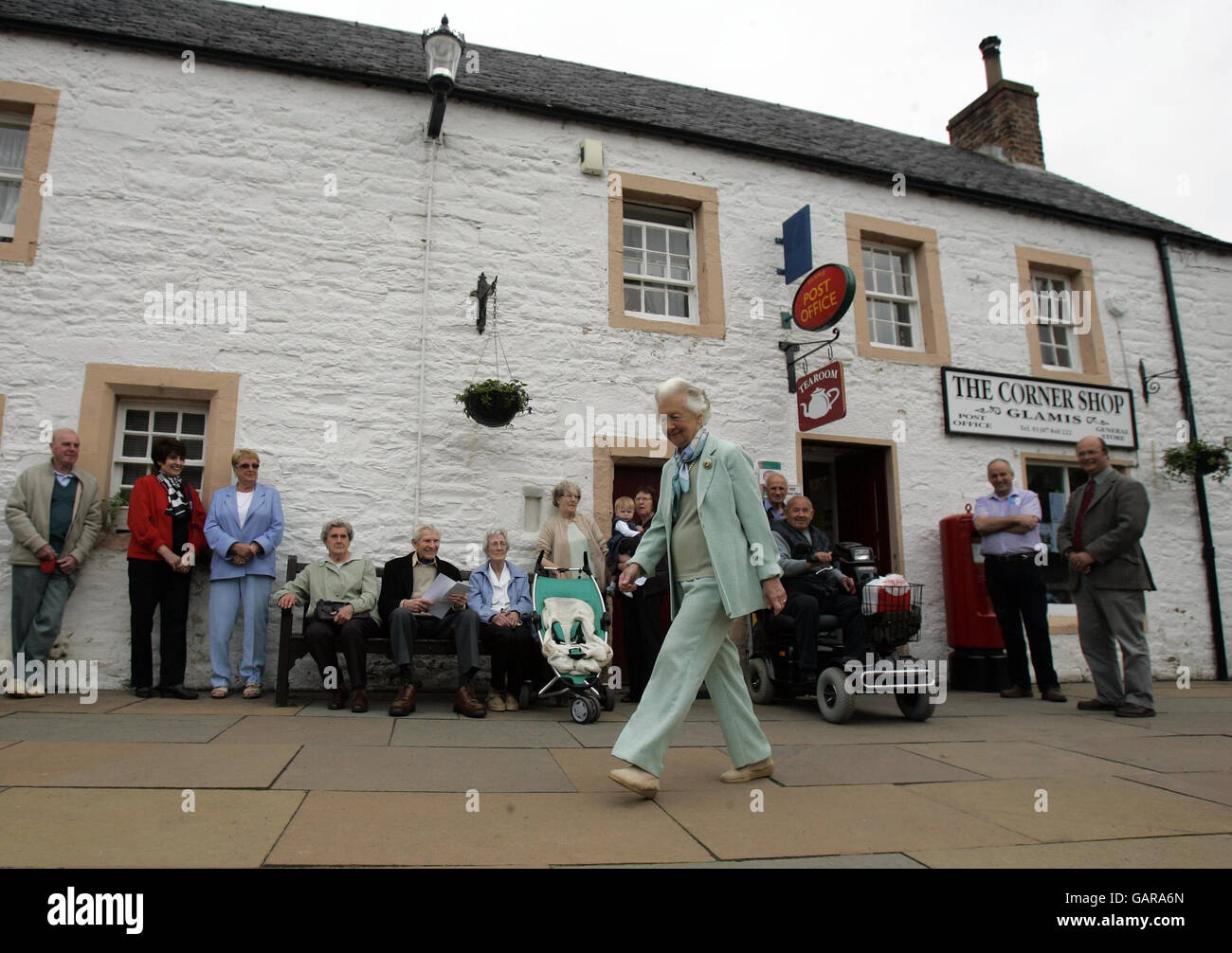 Mary Dowager, Countess of Strathmore, heads a protest over the closure of Glamis Post Office in