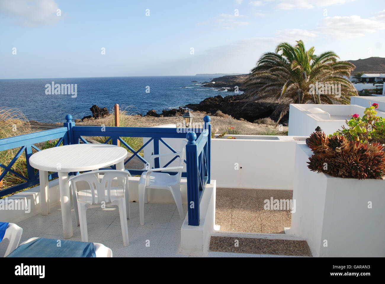 Apartment by the sea. Charco del Palo, Mala, Lanzarote, Canary Islands, Spain. Stock Photo
