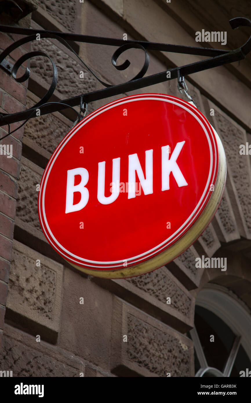 Bunk Bar Sign, Stoney Street; Lace Market District; Nottingham; England; UK Stock Photo