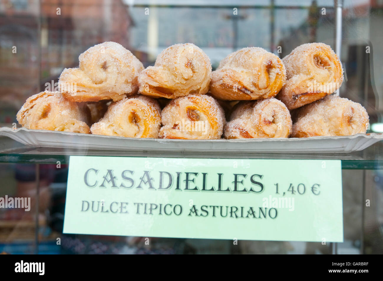 Casadielles, typical Asturian sweet. Llanes, Asturias, Spain. Stock Photo