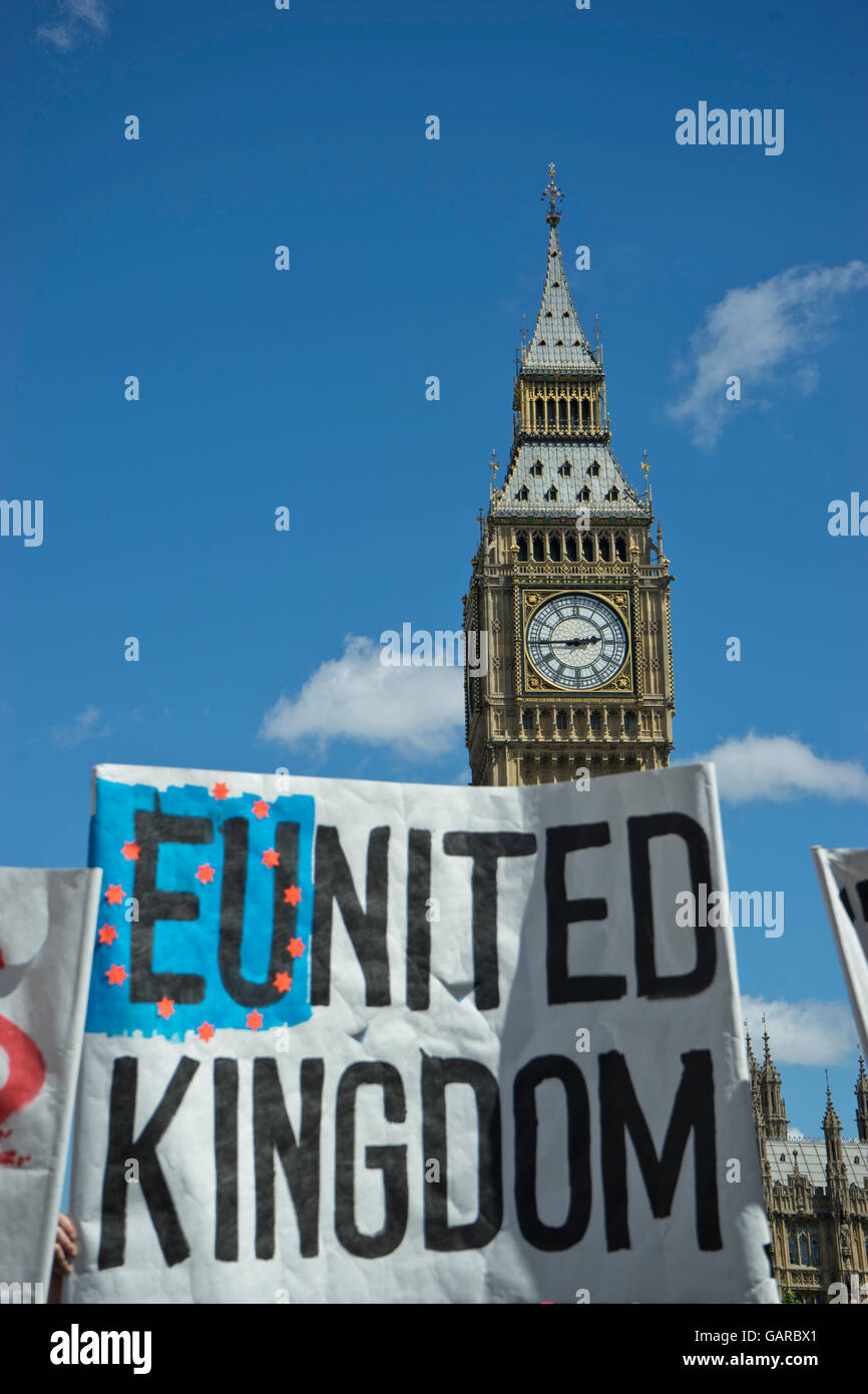 Anti Brexit pro-EU rally in Westminster, London. Thousands of pro-European demonstrators protest against result of referendum. L Stock Photo