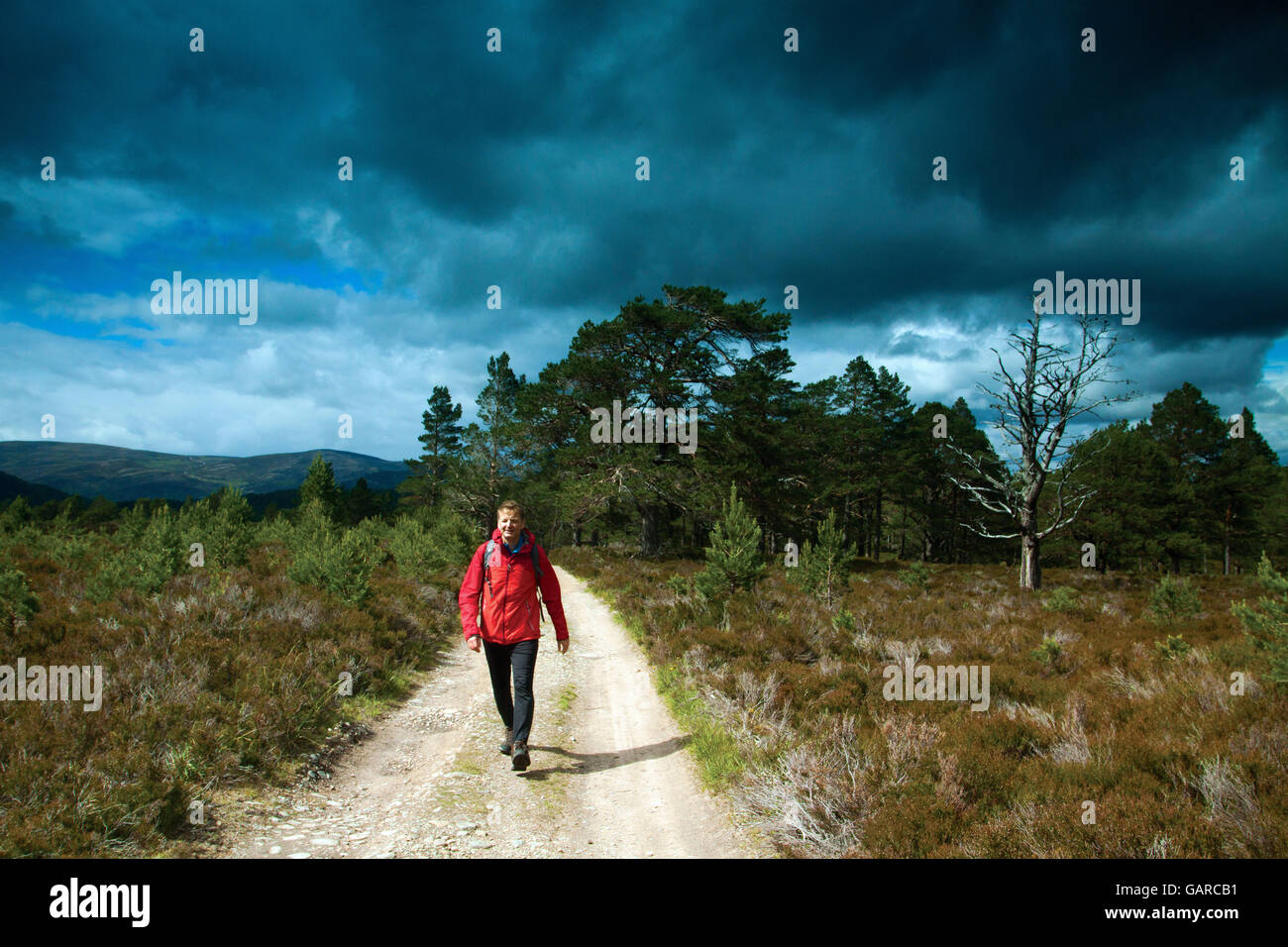 Walking through Gleann Einich, Cairngorm National Park, Badenoch and Speyside Stock Photo
