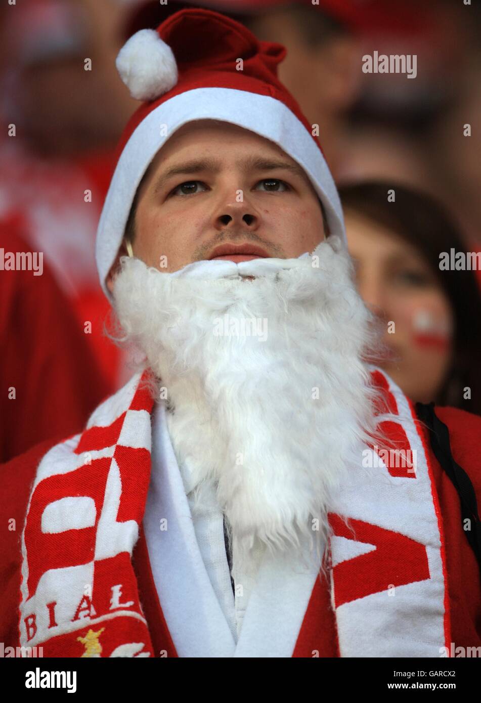 A poland fan shows their support in the stands hi-res stock photography