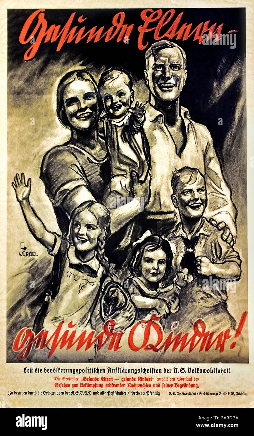 German Family Poster Berlin Nazi Germany Stock Photo