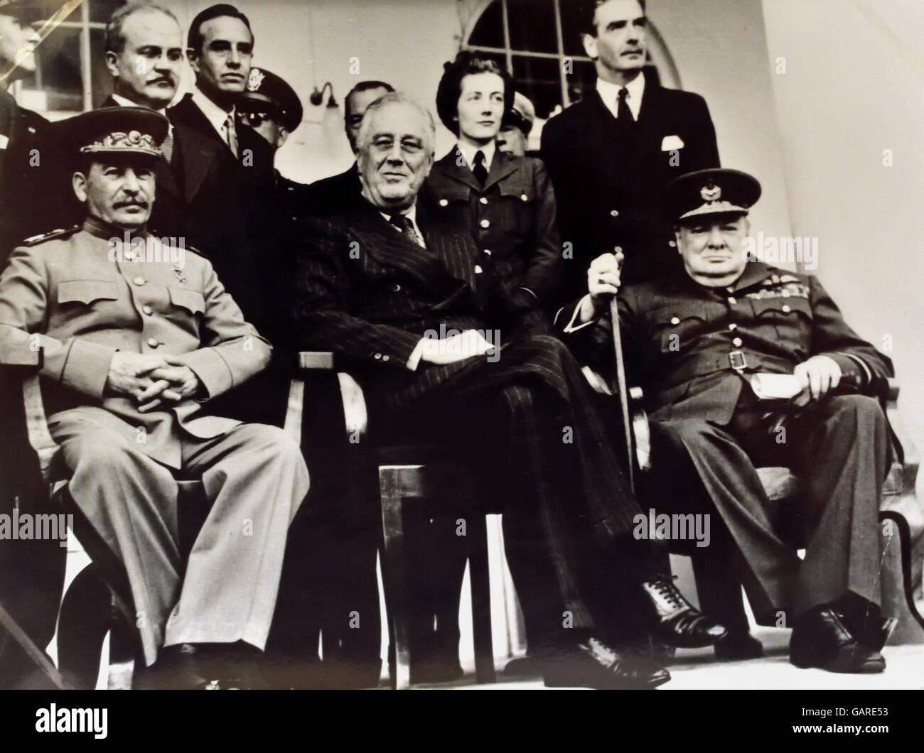 The Tehran Conference (codenamed Eureka) was a strategy meeting of Joseph Stalin, Franklin D. Roosevelt, and Winston Churchill from 28 November to 1 December 1943. It was held in the Soviet Union's embassy in Tehran, Iran. Stock Photo