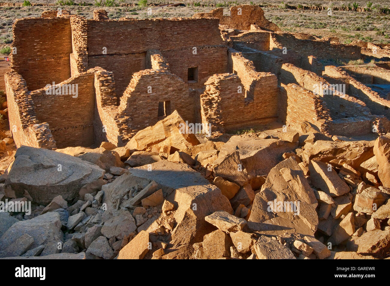 Pueblo Bonito, Anasazi Indian ruins, Chaco Culture National Historical Park, New Mexico, USA Stock Photo