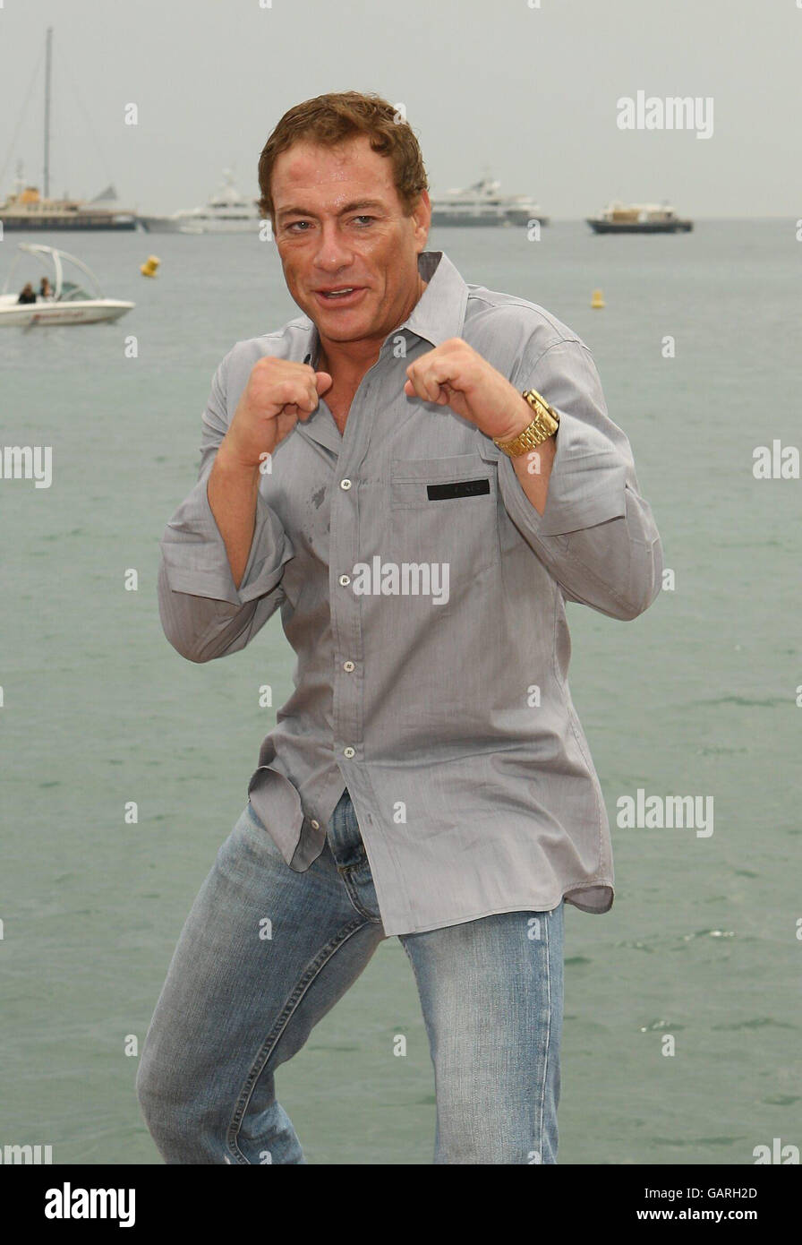 AP OUT Jean Claude Van Damme is seen at a photocall on the Majestic Pier in Cannes, France. Stock Photo