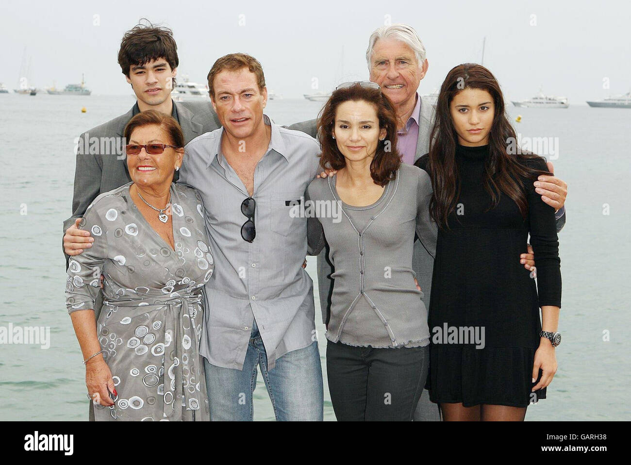AP OUT Jean Claude Van Damme and family is seen at a photocall on the  Majestic Pier in Cannes, France Stock Photo - Alamy