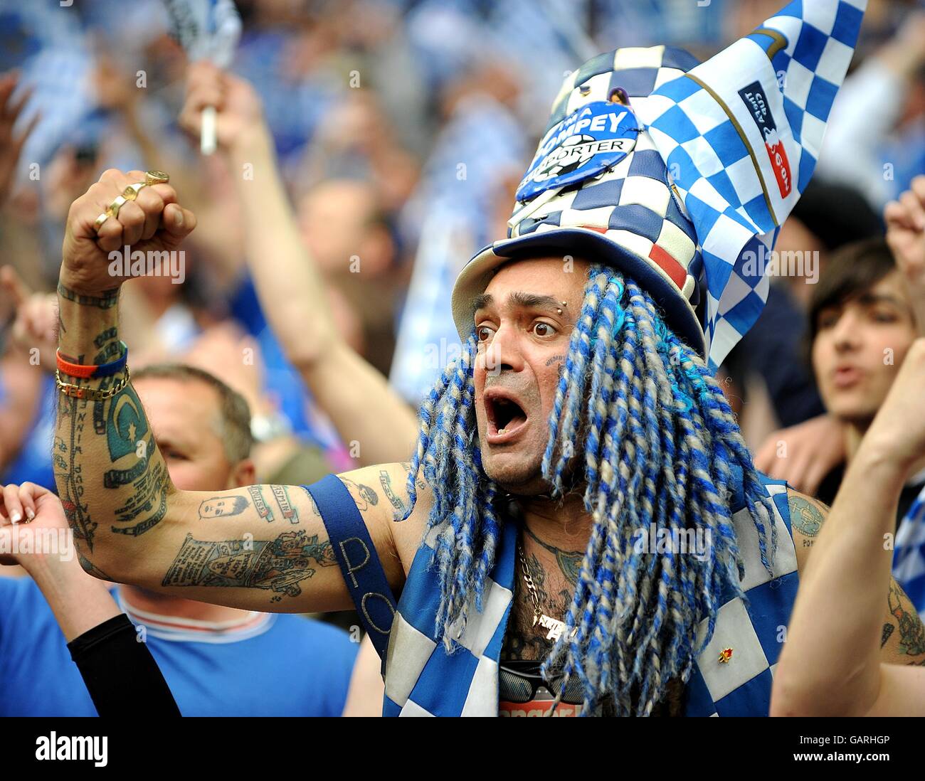 Portsmouth fan John 'Portsmouth Football Club' Westwood is visibly  emotional after Portsmouth win the FA Cup Stock Photo - Alamy