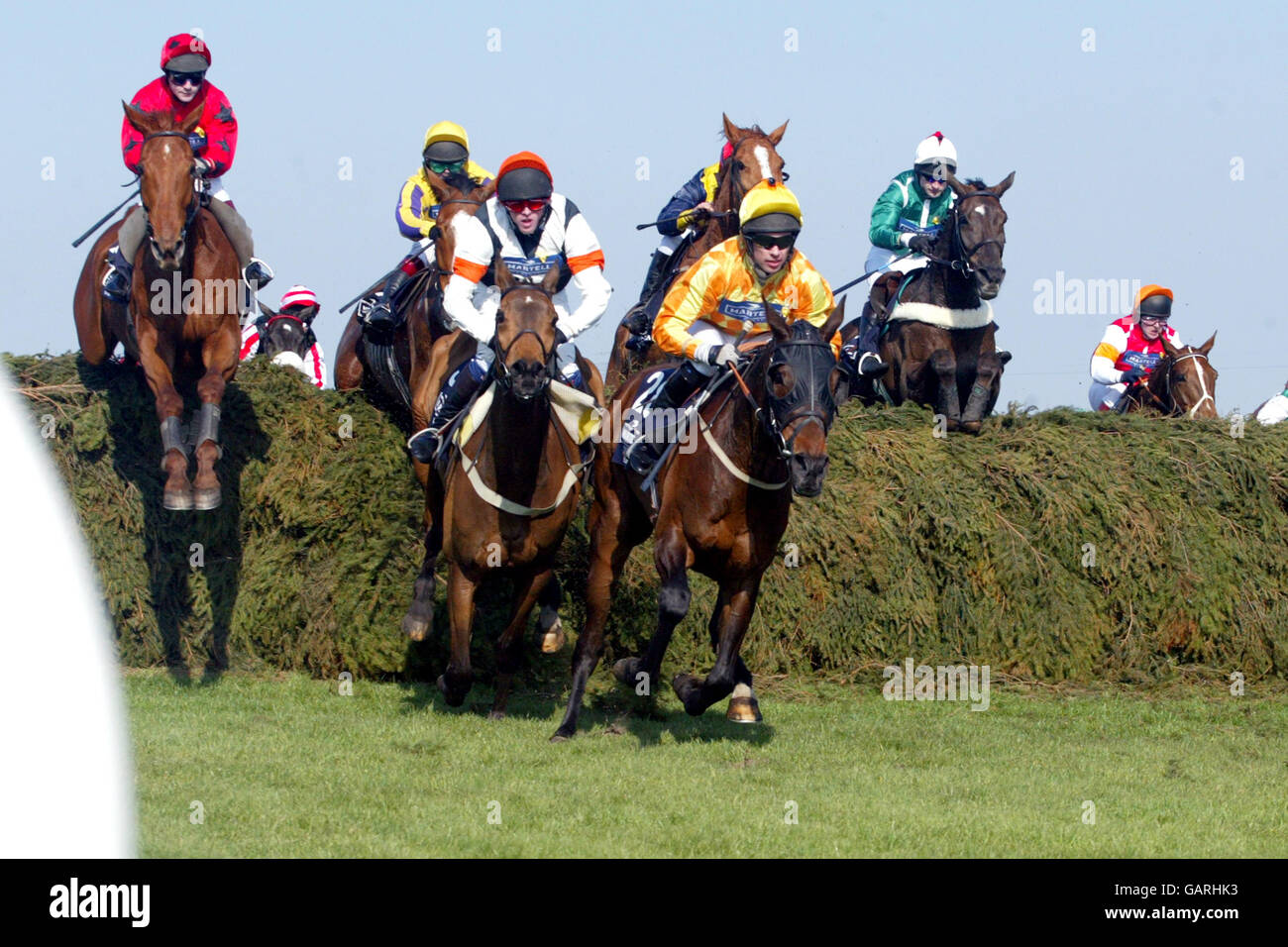 Horses make it over the chair safely (l-r Cregg House ridden by David Casey, Tremallt ridden by John Maguire and Torduff Express ridden by Timmy Murphy) Stock Photo