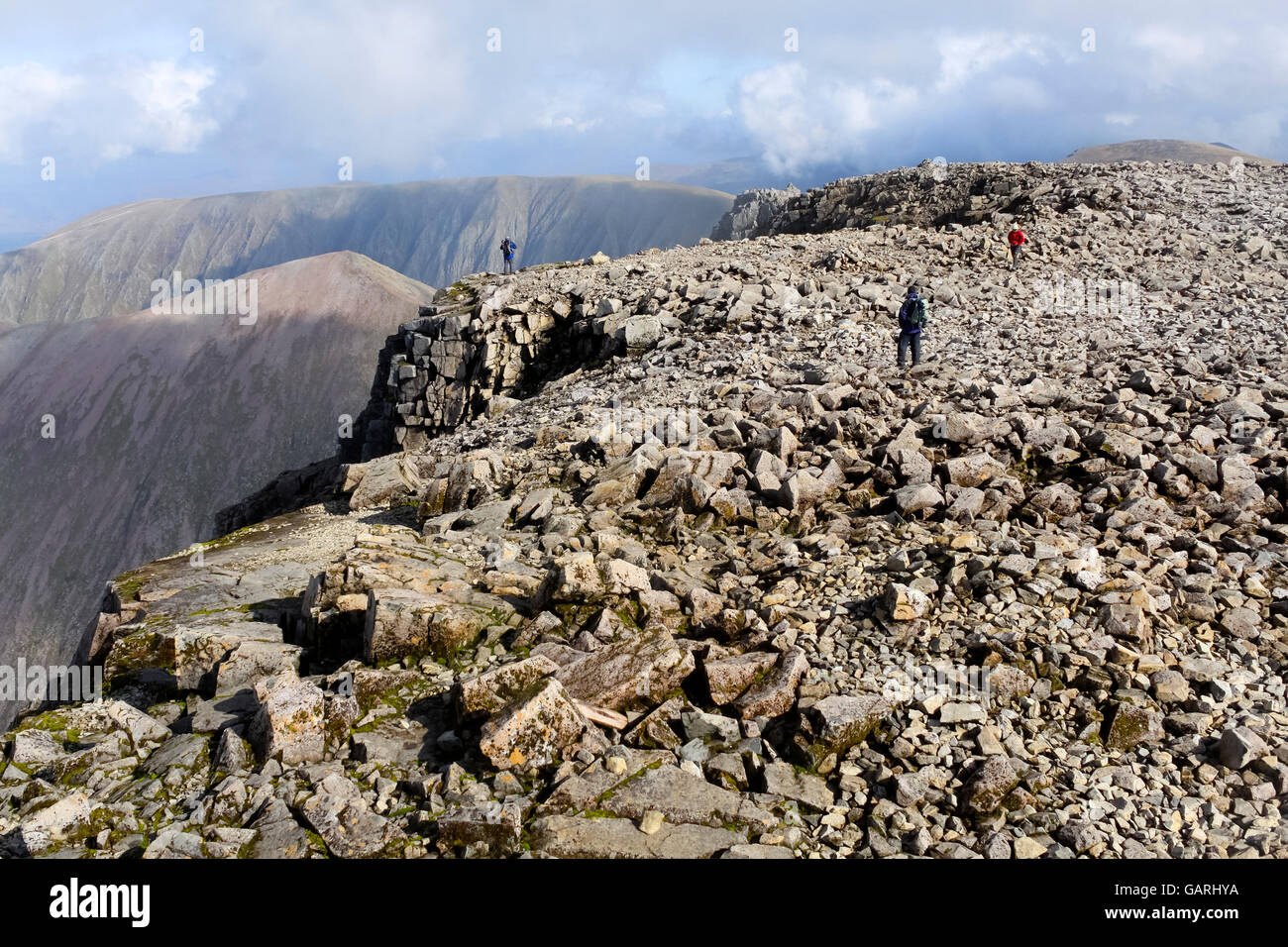 Summit of Ben Nevis, Scotland. Ben Nevis is the highest mountain in the ...