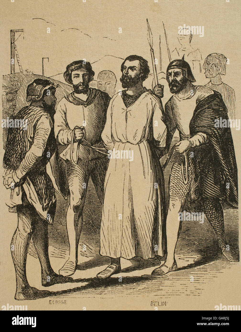 Enguerrand de Marigny (1260-1315). French chamberlain and minister. Engraving depicting Marigny driven to his execution in the Gibbet of Montfaucon, ...