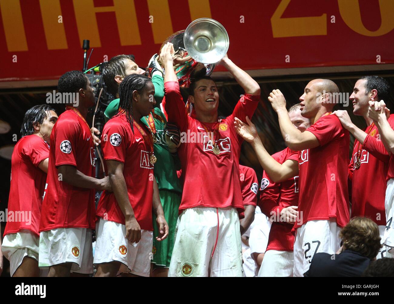 Manchester Uniteds Cristiano Ronaldo Celebrates With The Champions Manchester Uniteds Cristiano Ronaldo Celebrates With The Champions
