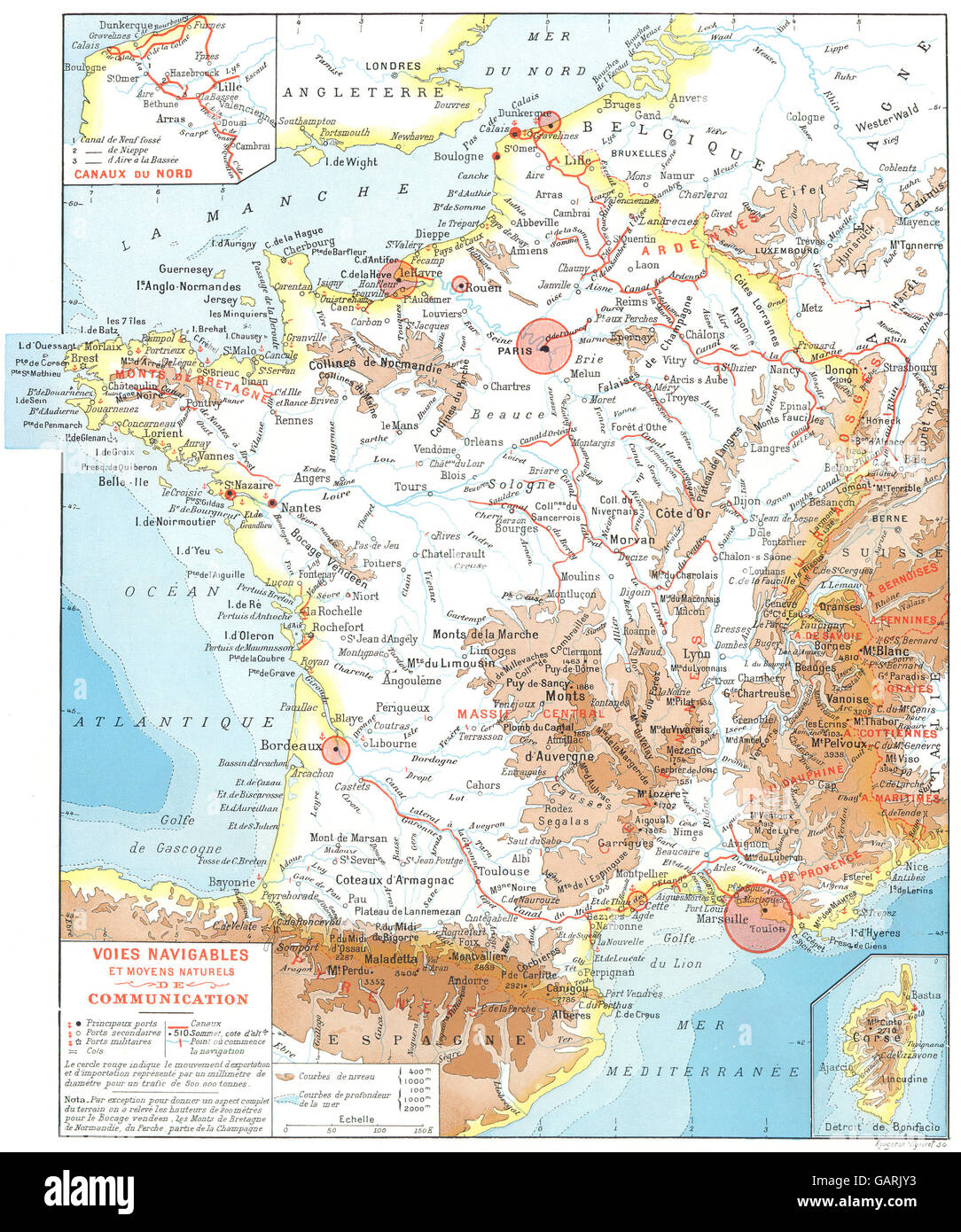 France Voies Navigables Communication Maps Canaux Nord Corse Corsica 1900 Stock Photo Alamy