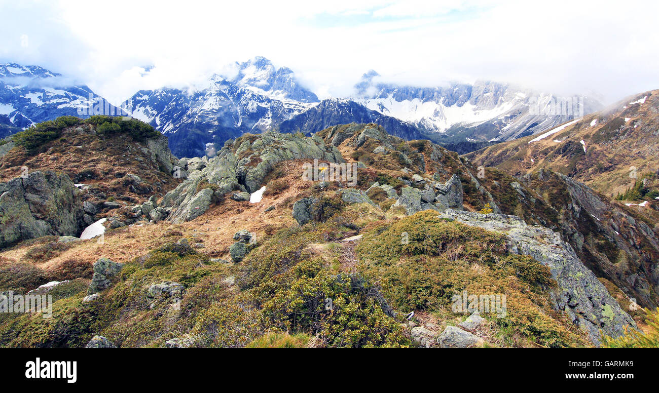 view on trail on a summit of the alps (lesachtal) Stock Photo