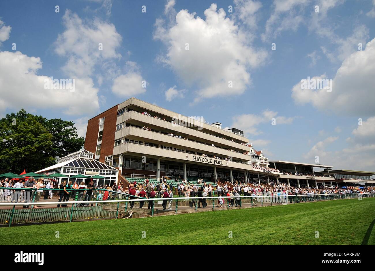General view of the grand stand at haydock park hires stock