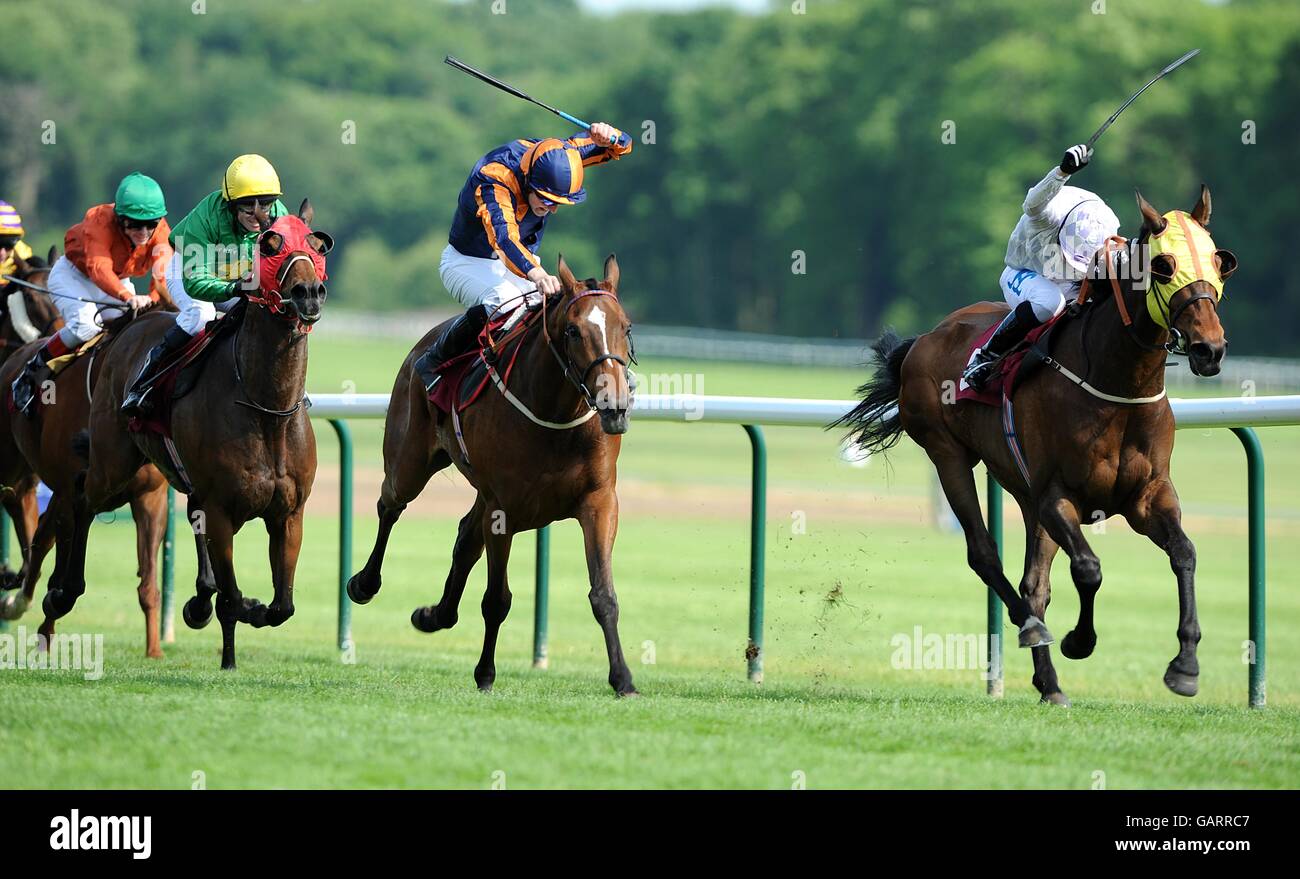 Horse Racing - TimeForm Silver Salver - Haydock Park. Action from the Option Hygiene Stakes Stock Photo