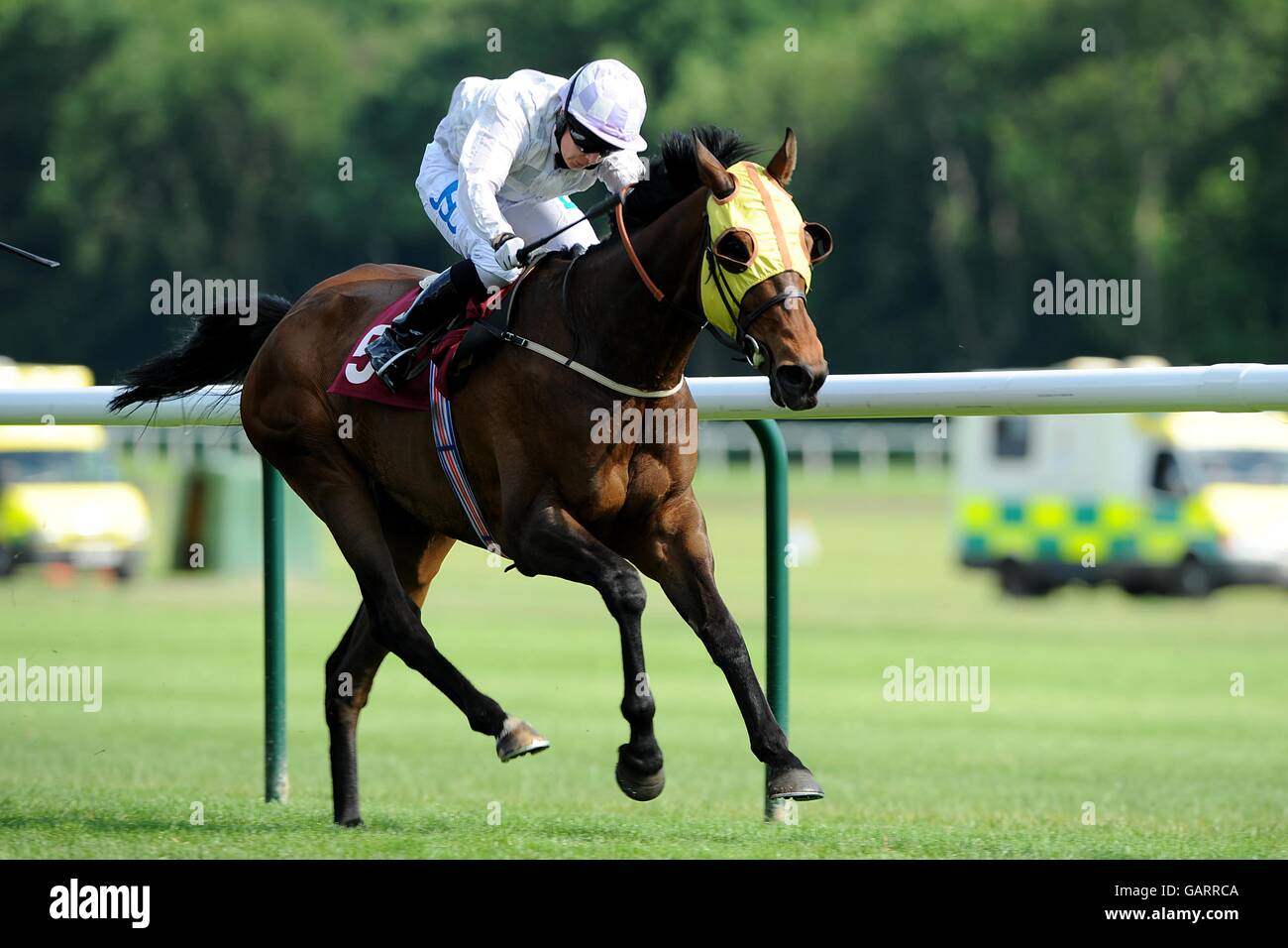 Horse Racing - TimeForm Silver Salver - Haydock Park. Colloquial ridden by Hayley Turner leads during the Option Hygiene Stakes Stock Photo