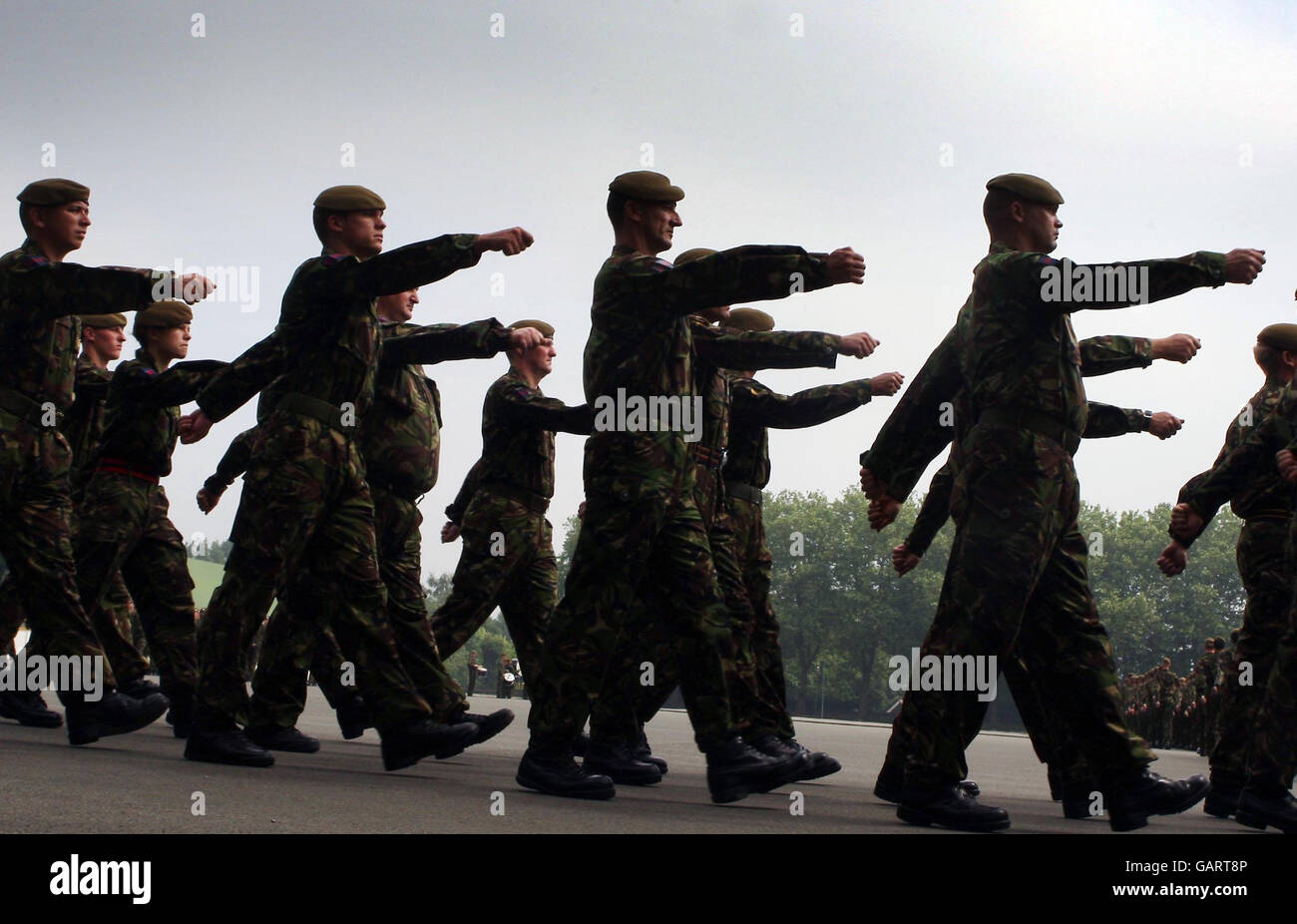 Soldiers of the 1st Battalion Scots Guards take part in a return parade ...