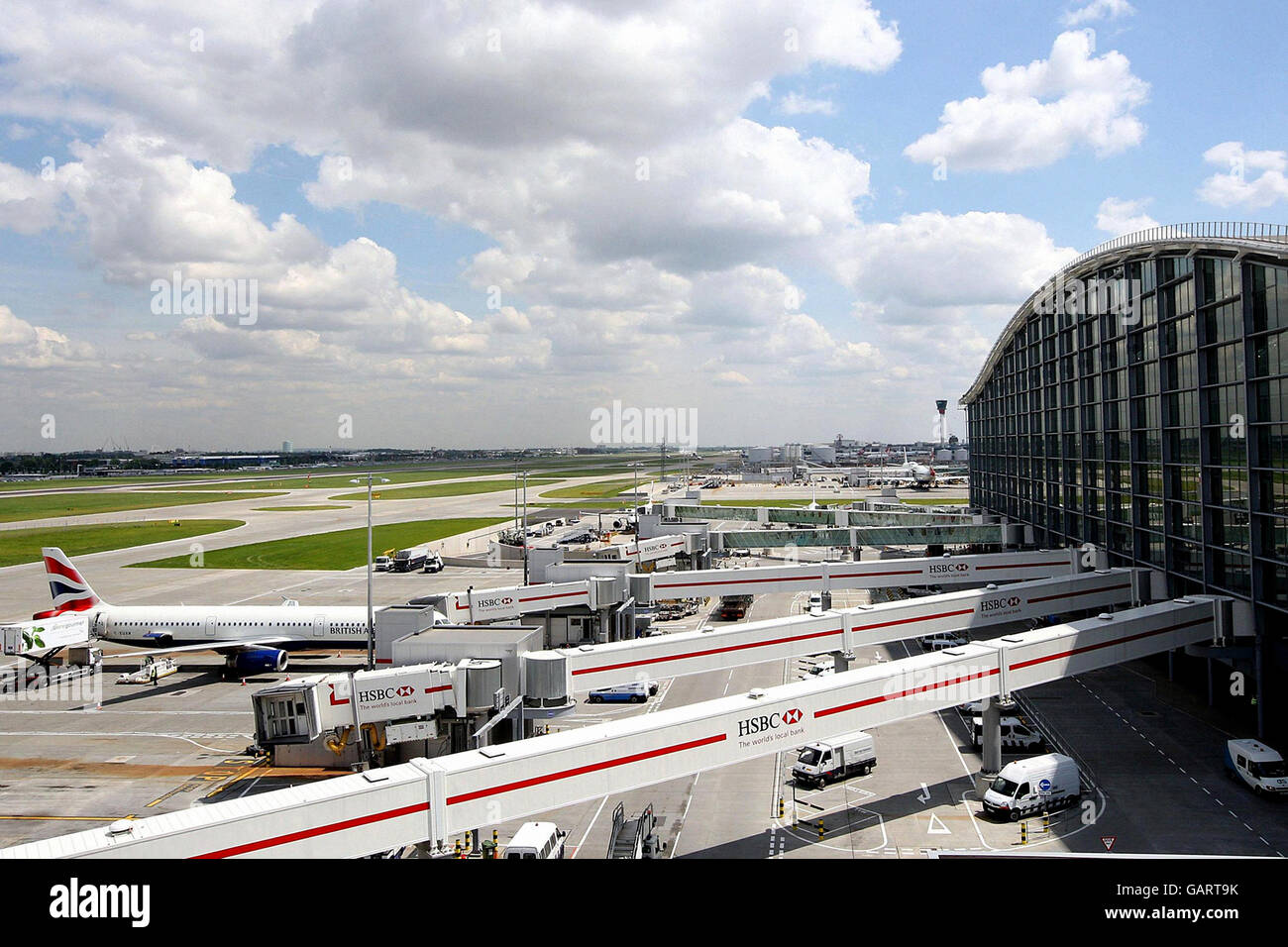 A general view of Terminal 5 at Heathrow Airport as British Airways switch some of their long haul flights to new Terminal. Stock Photo