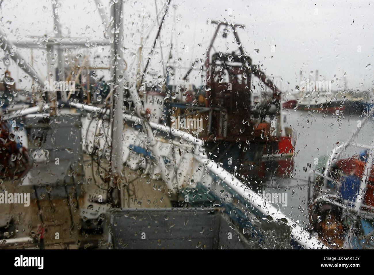Fishing boats stay in port at Howth, Dublin, during a day of protest at the impact of rising fuel prices on the Irish fishing industry. Stock Photo