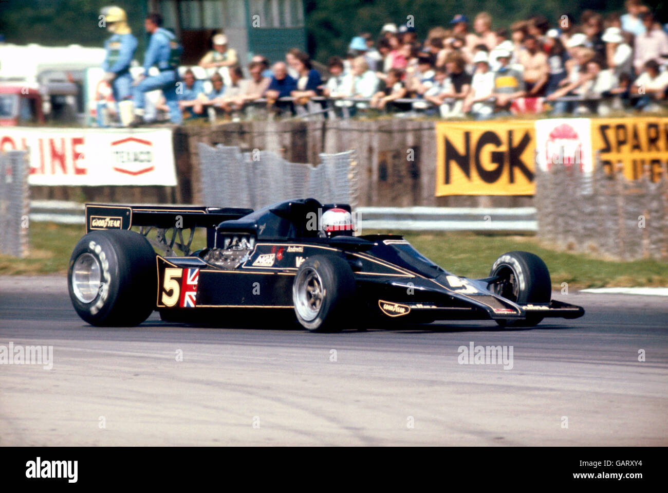 Formula One Motor Racing - British Grand Prix. Mario Andretti in action in his John Player Special Mark 3 Stock Photo