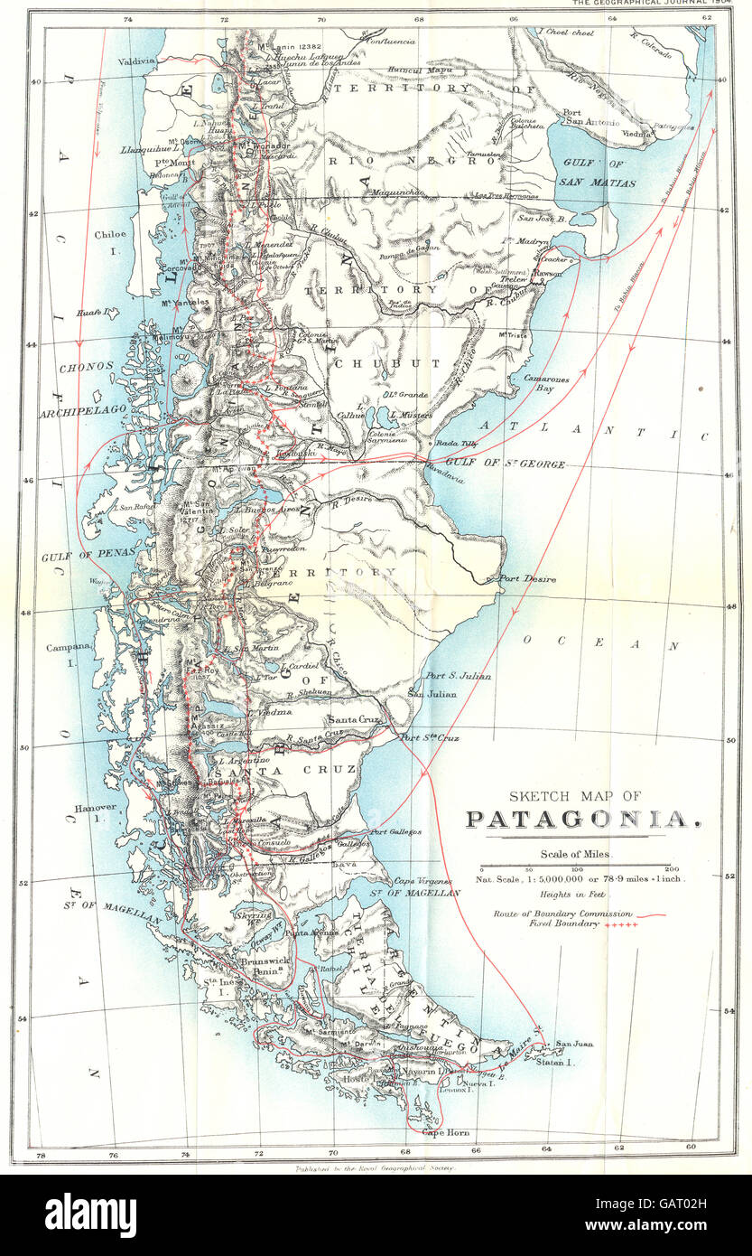Patagonia map hi-res stock photography and images - Alamy