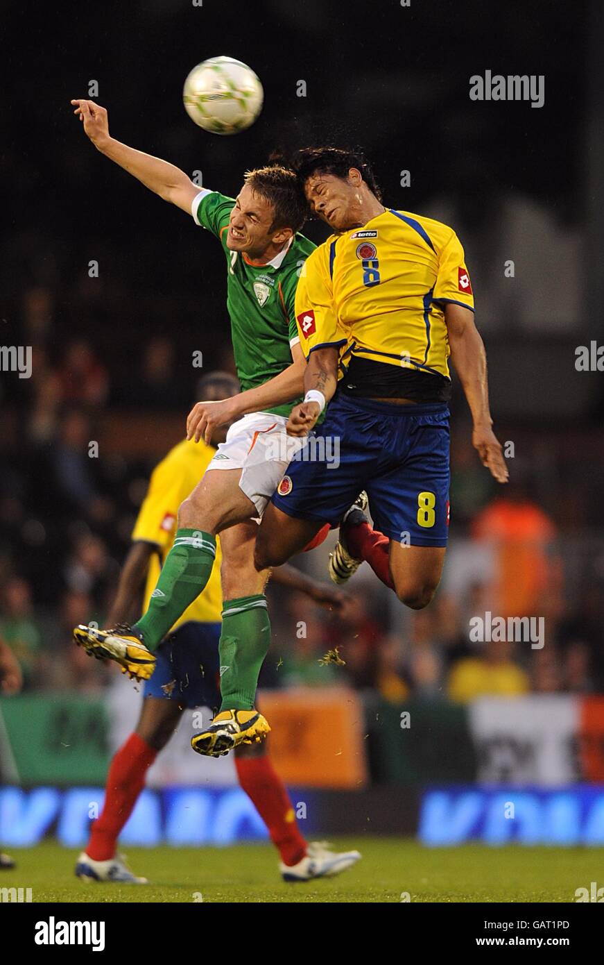 Republic of Ireland's Kevin Doyle (l) and Colombia's Fredy Guarin battle for the ball Stock Photo