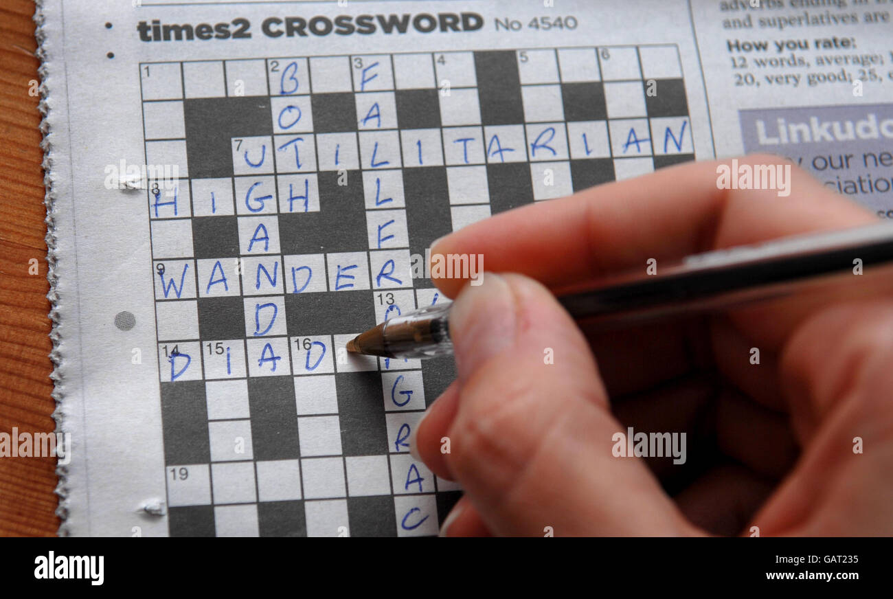 Generic photo of a crossword puzzle being completed with a ball point