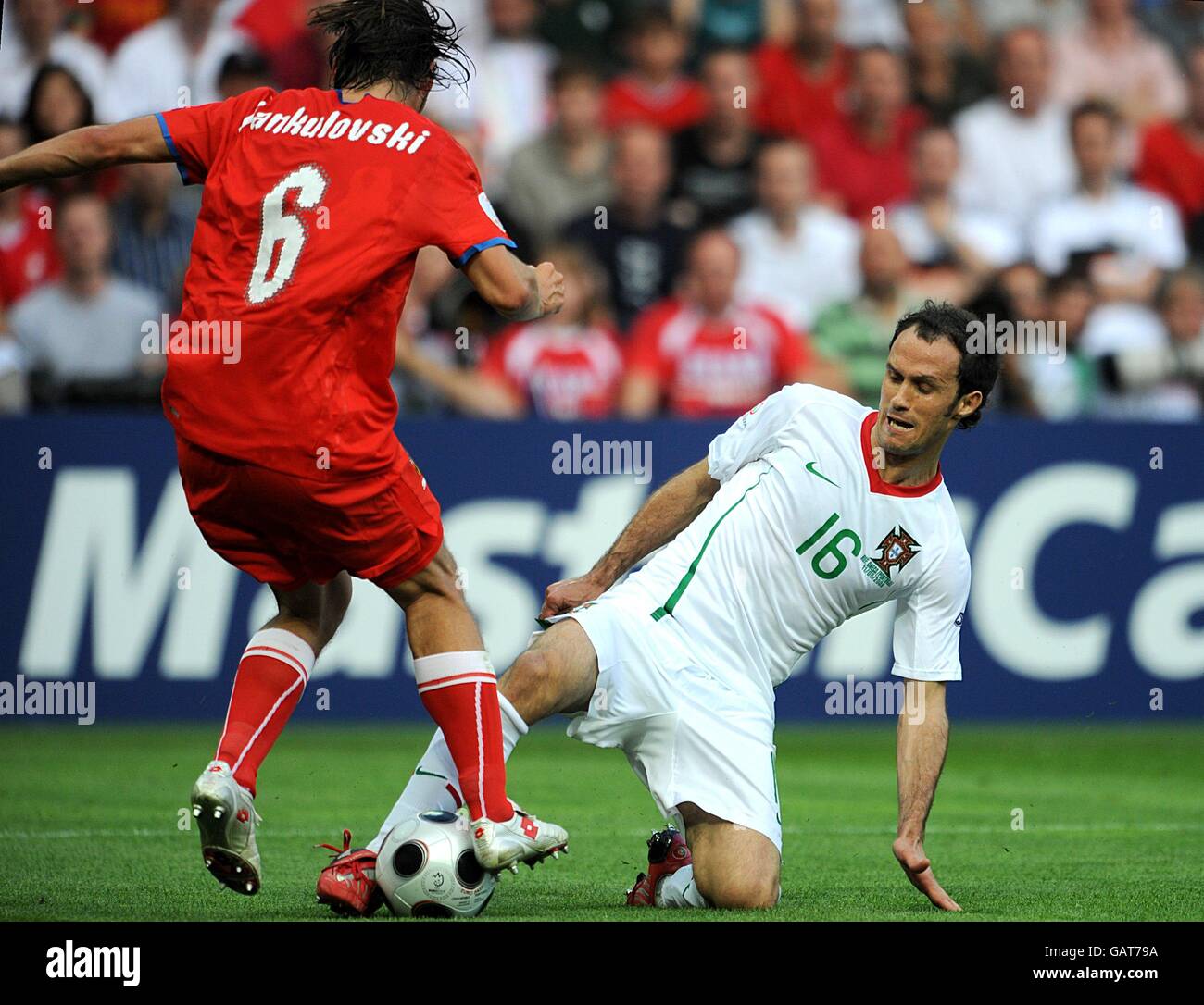 Marek Jankulovski, Czech Republic and Ricardo Carvalho, Portugal battle for the ball Stock Photo