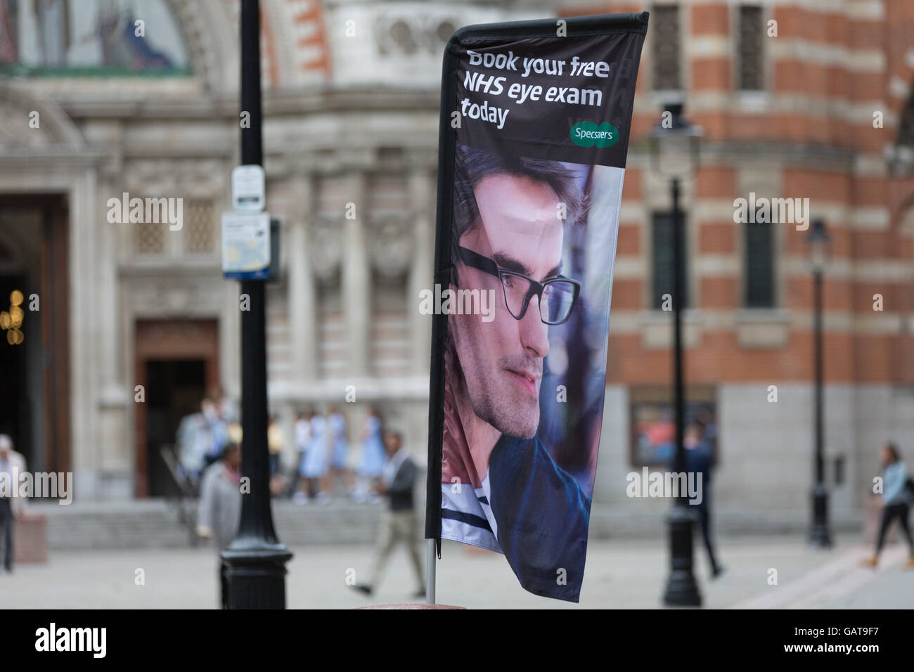 An NHS eye exam banner Stock Photo - Alamy