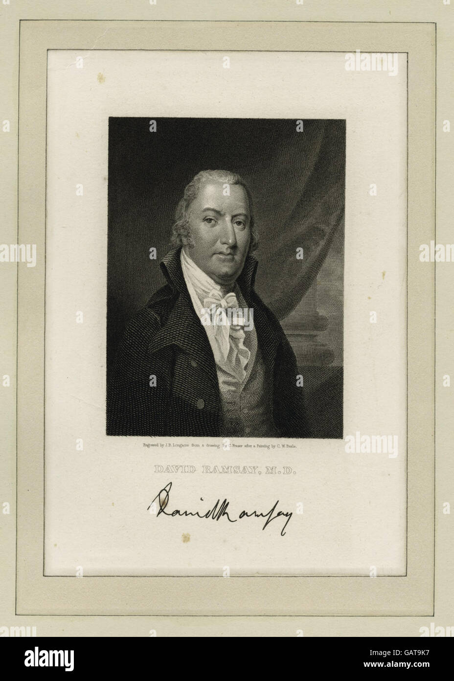 A photograph of David Ramsay, M.D., an important figure in American medical history. His contributions to early American medicine and public health are notable, and this image serves as a visual record of his legacy. Stock Photo