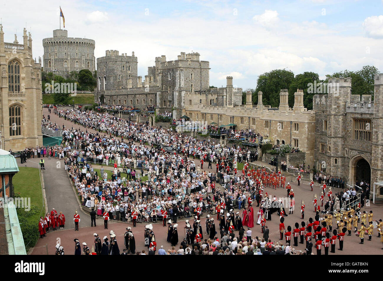 The order of the Garter service held at St George's Chapel in the grounds of Windsor Castle, London. Stock Photo