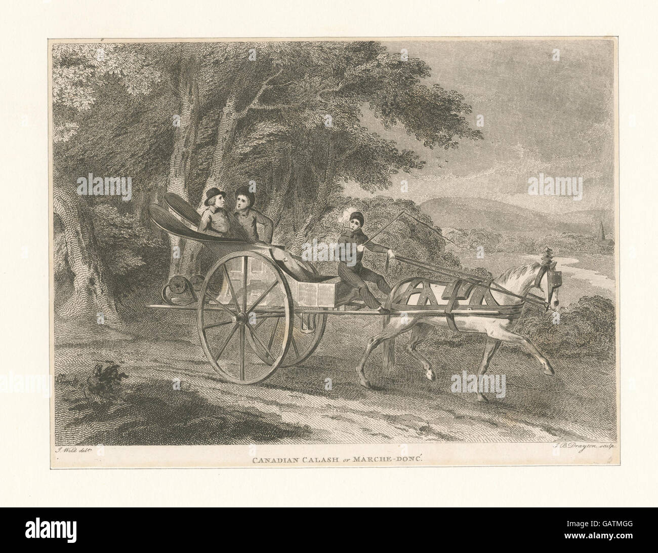 'Canadian calash' refers to a type of carriage, while 'marche-donc' is likely referring to a march or movement style. The title may focus on either Canadian transportation history or a cultural event associated with movement or marching. Stock Photo